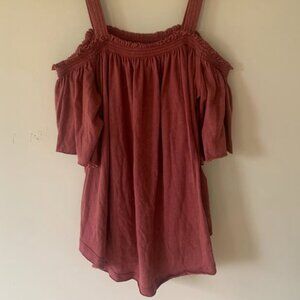 Free People Burnt Orange off the shoulder shirt - size small - We the Free top